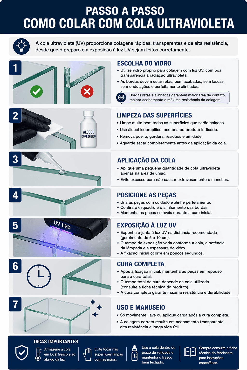 Passo a Passo de Como Utilizar Cola Ultravioleta Vidro Passo a Passo de Como Utilizar Cola Ultravioleta Vidro